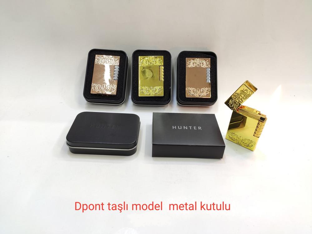 Metal Kutulu Taşlı Desenli Dupont Çakmak