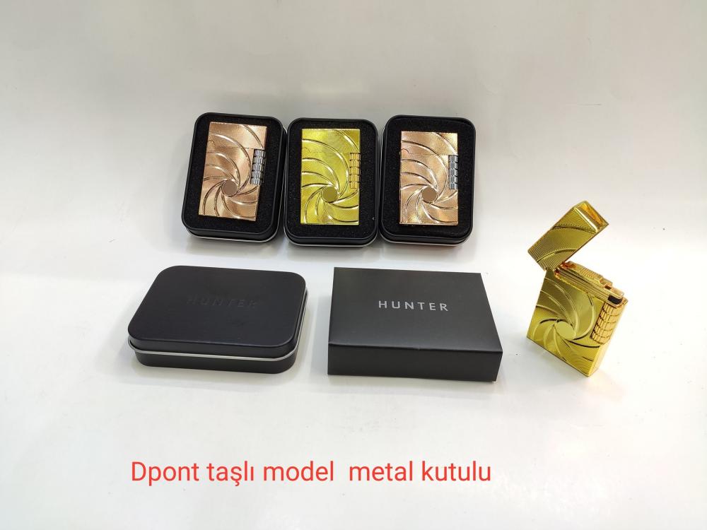 Metal Kutulu Taşlı Desenli Dupont Çakmak