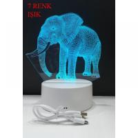 3D Işıklı Fil Gece Lambası
