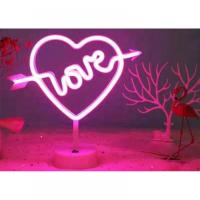 Neon Kalpli Love Yazılı Masa Gece Lambası